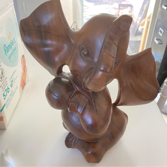 Vintage Wood Carved Elephant - Picture 9 of 13